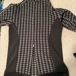 ADIDAS RUNNING CLIMALITE Black & Gray Houndstooth Hoody WITH back slit zipper